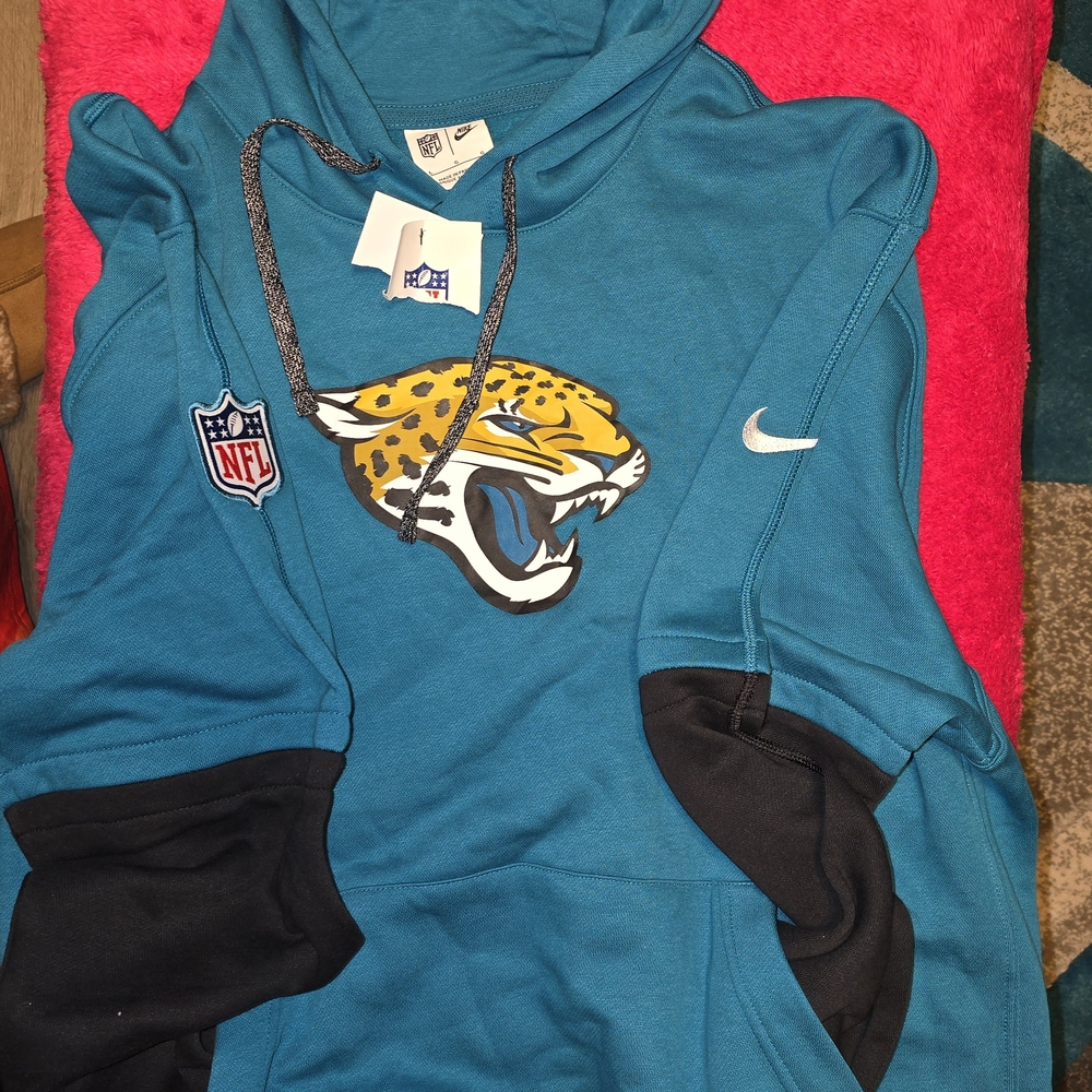 NFL Jacksonville Jaguars Teal and Black Authentic Hoodie
